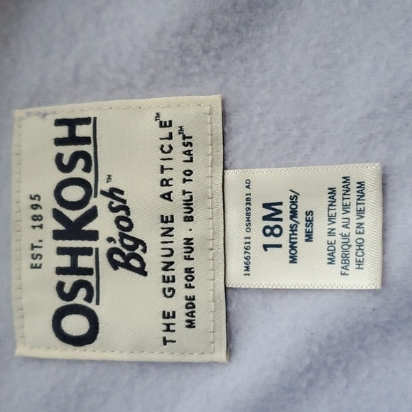 OshKosh B'gosh NWT 2 tone blue fleece zip up jacket size 18 month - Picture 2 of 9